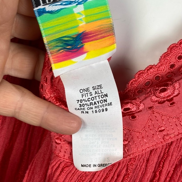 Tropical Escape Hawaiian dress Medium VTG gauzy mumu flutter sleeve 70's - Picture 13 of 14